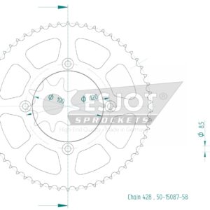 Couronne Acier TT Honda - 428 - 58 Dents - Made in Germany