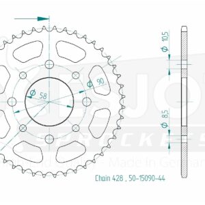 Couronne Acier Honda - 428 - 44 Dents - Made in Germany
