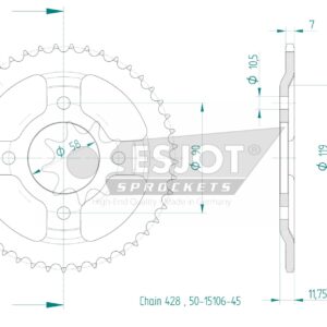 Esjot - Couronne - 428 - 45 dents