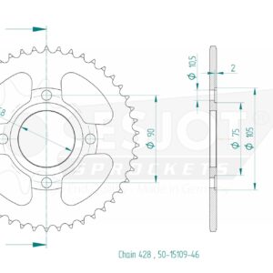 Couronne, Brixton 125 BX, 2017>2019 - 428 - 46 dents