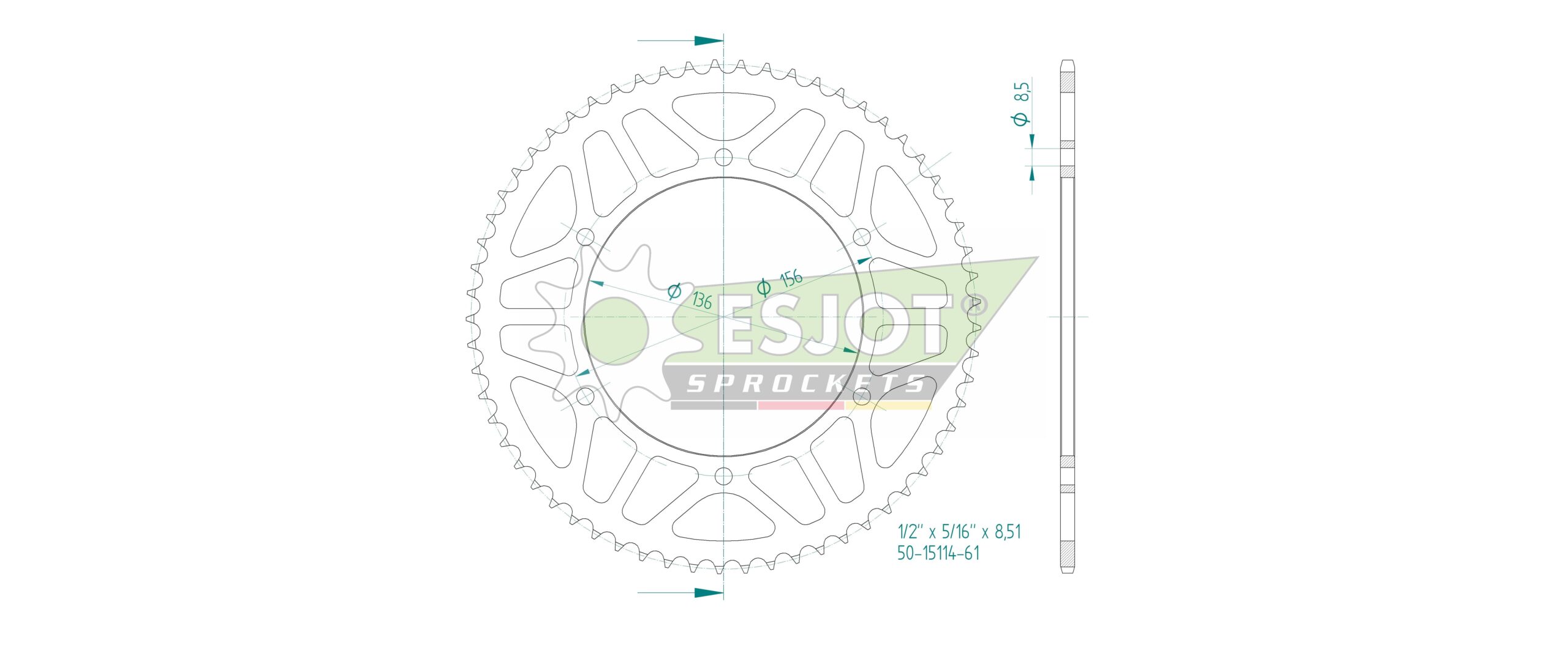 Couronne Fantic 125 - 61 dents