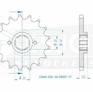 Pignon Honda - 525 - 17 Dents - Made in Germany