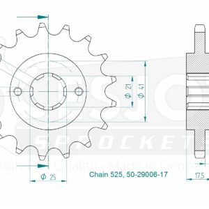 Pignon Honda - 525 - 17 Dents - Made in Germany