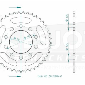 Couronne Acier Honda - 525 - 41 Dents - Made in Germany