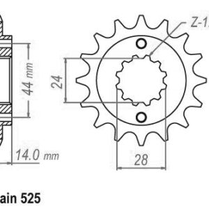 Pignon Honda - 525 - 16 Dents - Similaire JTF314 - Made in Germany