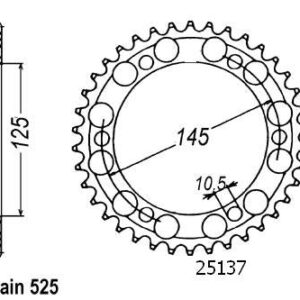 Couronne Acier - 525 - 44 Dents - Made in Germany