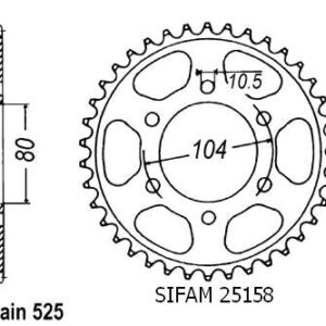 Couronne Acier Kawasaki - 525 - 41 Dents - Similaire JTR1489 - Made in Germany