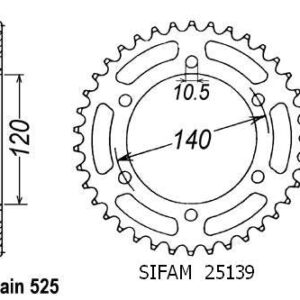 Couronne Acier compatible avec la marque Suzuki - 525 - 45 Dents - Similaire JTR498 - Made in Germany