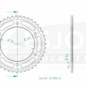 Couronne Acier Honda - 525 - 43 Dents - Similaire JTR1307 - Made in Germany
