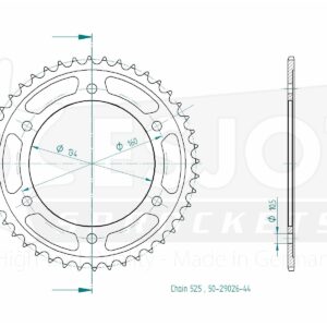 Couronne Acier - 525 - 44 Dents - Made in Germany
