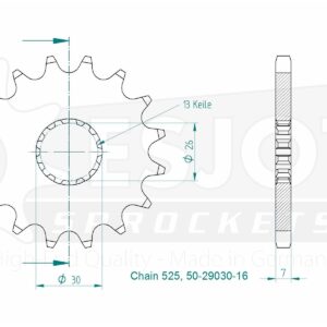 Pignon - 525 - 16 Dents - Made in Germany