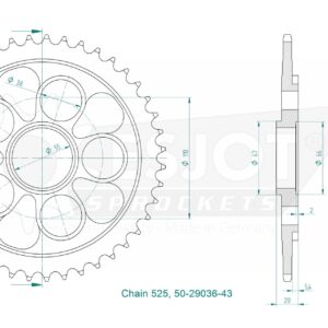Couronne Acier compatible avec la marque Ducati - 525 - 43 Dents - Made in Germany