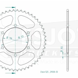 Couronne Acier Triumph - 525 - 50 Dents - Similaire JTR2014 - Made in Germany