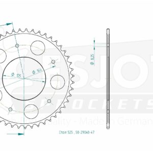 Couronne Acier Gilera - 525 - 47 Dents - Made in Germany