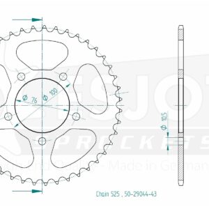 Couronne Acier Benelli - 525 - 43 Dents - Made in Germany
