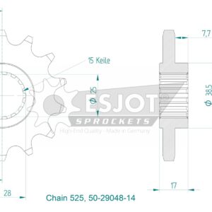 Pignon - 525 - 14 Dents - Made in Germany