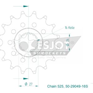 Pignon Lightweight Suzuki - 525 - 16 Dents - Made in Germany