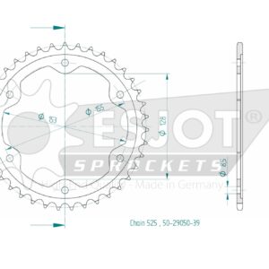 Couronne Acier - 525 - 39 Dents - Made in Germany