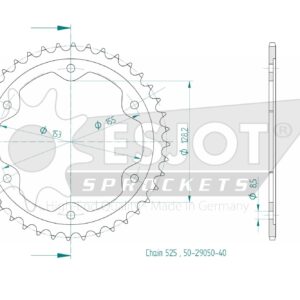Couronne Acier - 525 - 40 Dents - Made in Germany
