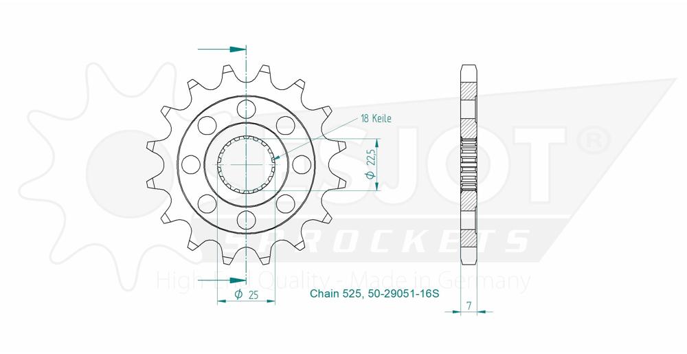 Pignon Lightweight compatible avec la marque Triumph - 525 - 16 Dents - Made in Germany