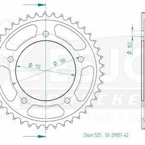 Couronne Acier - 525 - 42 Dents - Made in Germany