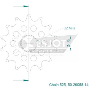 Esjot - Pignon - 525 - 14 dents Made in Germany