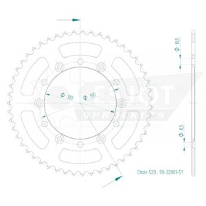 Couronne Acier TT Yamaha - 520 - 51 Dents - Similaire JTR245/2 - Made in Germany