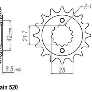 Pignon TT Lightweight Kawasaki - 520 - 16 Dents - Similaire JTF512 - Made in Ger