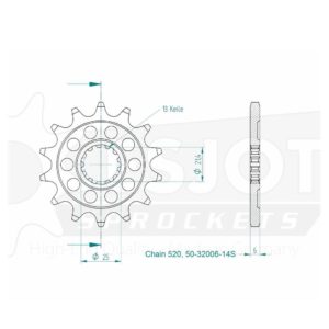 Pignon TT Lightweight - 520 - 14 Dents - Similaire JTF565