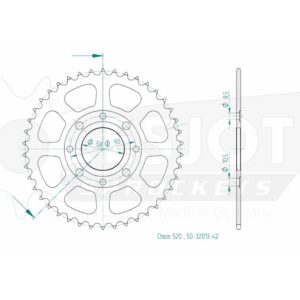 Couronne Acier TT compatible avec la marque Honda - 520 - 42 Dents - Made in Germany