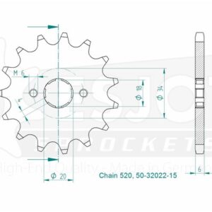 Pignon TT Honda - 520 - 15 Dents - Made in Germany