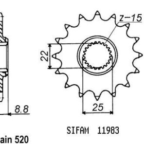 Pignon TT KTM - 520 - 12 Dents - Similaire JTF1901 - Made in Germany