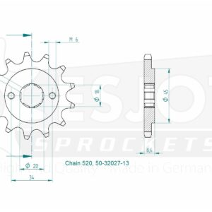 Pignon Honda - 520 - 13 Dents - Made in Germany