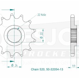 Pignon - 520 - 13 Dents - Made in Germany