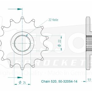 Pignon - 520 - 14 Dents - Made in Germany