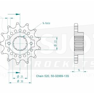 Pignon Lightweight Ducati - 520 - 13 Dents - Made in Germany
