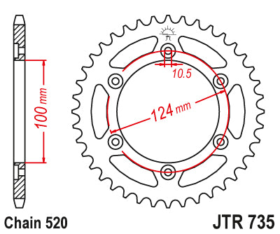 Couronne Acier compatible avec la marque Ducati - 520 - 48 Dents - Similaire JTR735 - Made in Germany – Image 2