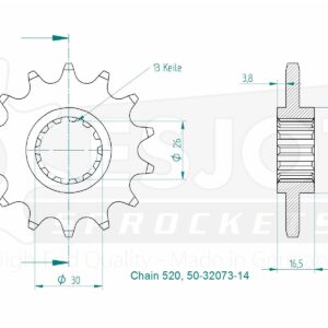 Pignon - 520 - 14 Dents - Made in Germany