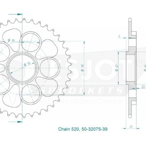 Couronne Acier - 520 - 39 Dents - Made in Germany
