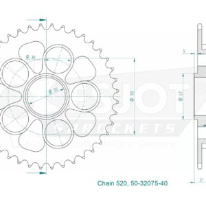 Couronne Acier - 520 - 40 Dents - Made in Germany