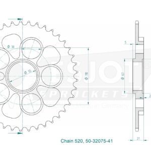 Couronne Acier - 520 - 41 Dents - Made in Germany