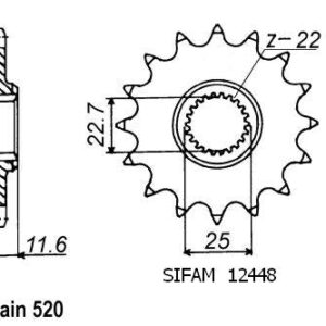 Pignon Polaris - 520 - 12 Dents - Similaire JTF3221 - Made in Germany