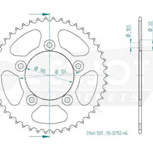 Couronne Acier Ducati - 520 - 46 Dents - Similaire JTR746 - Made in Germany