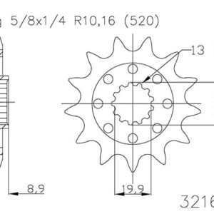 Pignon TT Lightweight - 520 - 13 Dents - Made in Germany