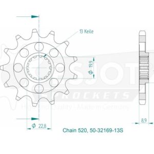 Pignon TT Lightweight - 520 - 14 Dents - Made in Germany