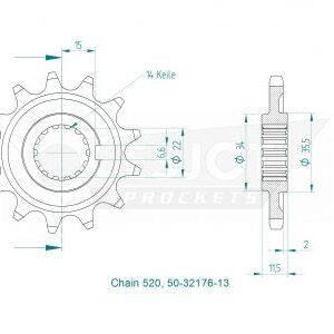 Pignon TT Sherco - 520 - 13 Dents - Made in Germany