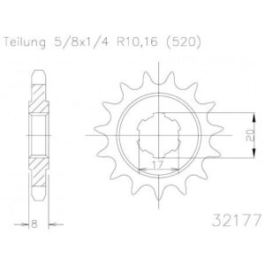 Pignon TT Sherco - 520 - 9 Dents - Made in Germany