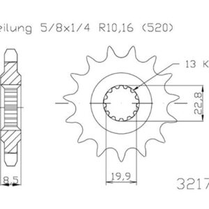 Pignon Suzuki - 520 - 14 Dents - Made in Germany