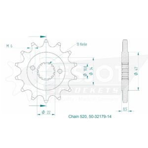 Pignon - 520 - 14 Dents - Made in Germany