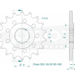Pignon Lightweight - 520 - 18 Dents - Made in Germany